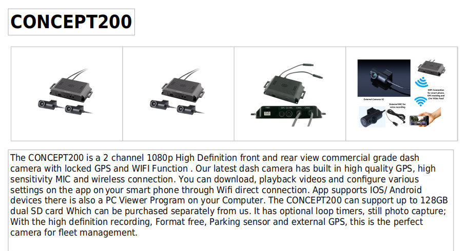Concept 200 Commercial Grade Dash Camera